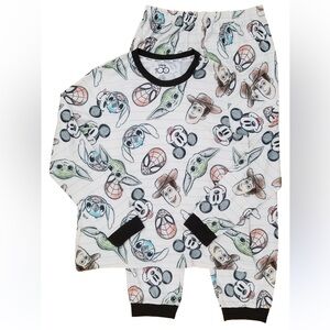 NWT Disney Character Print Jogger Long Sleeve Pajama Set with Black Trim
